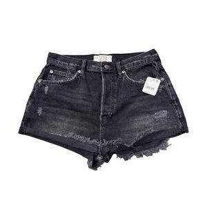 We The Free Free People Washed Black Distressed Denim Shorts NWT 28